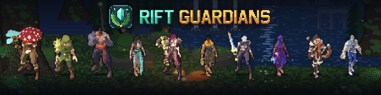 Arte do jogo: o símbolo do Rift Guardians sobre uma floresta à noite.
